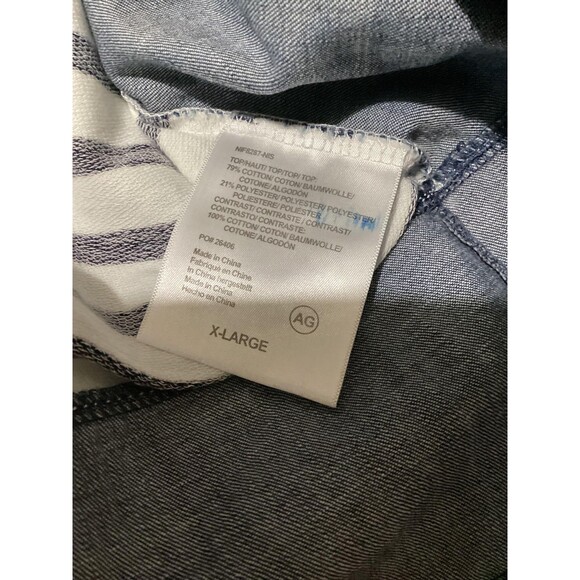 AG Adriano Goldschmied Shirt Womens XL Navy White Striped Chambray Back Zip - Picture 5 of 5